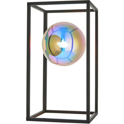Loops Matt Black Table Lamp - Iridescent Glass Shade - 3W Led G9 - image 1