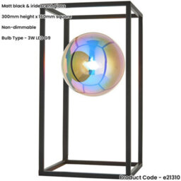 Loops Matt Black Table Lamp - Iridescent Glass Shade - 3W Led G9 - thumbnail 2