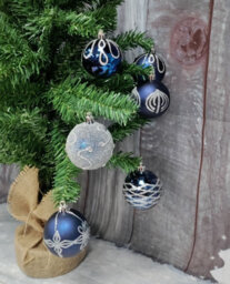 Premier Decorations Limited 9 Decorated Deep Blue Christmas Tree Baubles Decoration Ornaments Glitter 6Cm - thumbnail 2