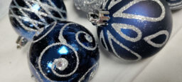 Premier Decorations Limited 9 Decorated Deep Blue Christmas Tree Baubles Decoration Ornaments Glitter 6Cm - thumbnail 3