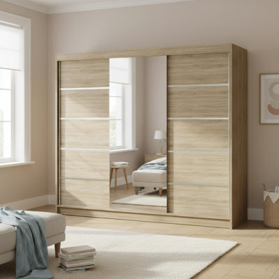 Derby Vi  Spacious 200 Cm Wardrobe Made Of Durable Laminated Board Sonoma - image 1