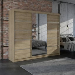 Derby Vi  Spacious 200 Cm Wardrobe Made Of Durable Laminated Board Sonoma - thumbnail 2