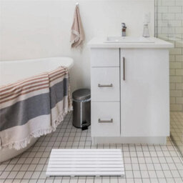 White Bamboo Duckboard Bath Mat  Anti-Slip Slatted Shower Spa Bathroom Floor - thumbnail 5