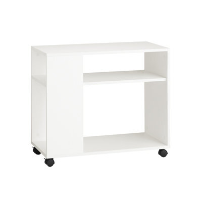 Sobuy Fbt34-W, Side Table End Table With Storage Shelves & 2 Tiers Bookcase On Wheels,white,w70Xd35Xh61.5 - image 1