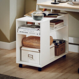 Sobuy Fbt34-W, Side Table End Table With Storage Shelves & 2 Tiers Bookcase On Wheels,white,w70Xd35Xh61.5 - thumbnail 9