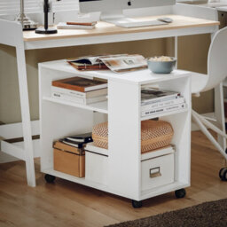 Sobuy Fbt34-W, Side Table End Table With Storage Shelves & 2 Tiers Bookcase On Wheels,white,w70Xd35Xh61.5 - thumbnail 8