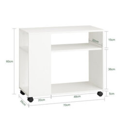 Sobuy Fbt34-W, Side Table End Table With Storage Shelves & 2 Tiers Bookcase On Wheels,white,w70Xd35Xh61.5 - thumbnail 3