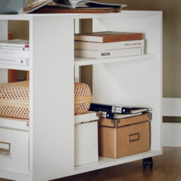 Sobuy Fbt34-W, Side Table End Table With Storage Shelves & 2 Tiers Bookcase On Wheels,white,w70Xd35Xh61.5 - thumbnail 7