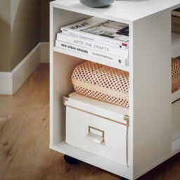 Sobuy Fbt34-W, Side Table End Table With Storage Shelves & 2 Tiers Bookcase On Wheels,white,w70Xd35Xh61.5 - thumbnail 6