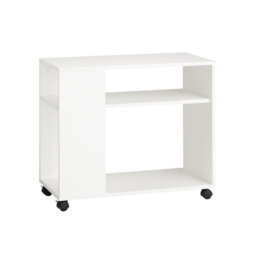 Sobuy Fbt34-W, Side Table End Table With Storage Shelves & 2 Tiers Bookcase On Wheels,white,w70Xd35Xh61.5 - thumbnail 1