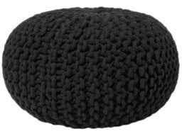 Wyld And Coco Black Knitted Cotton Pouffe Ottoman 40 X 25 Cm With Eps Bead Filling - thumbnail 2