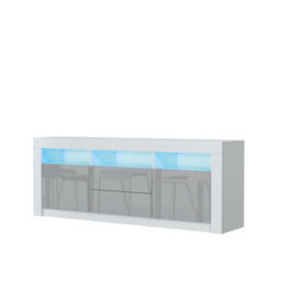 Creative Furniture Shine Tv Unit 160Cm - White & Grey Gloss Doors And Led Lights - thumbnail 8