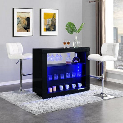 Furniture in Fashion Fiesta Black High Gloss Bar Table With 2 Candid White Stools - image 1
