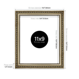 11X9 Champaign Ornate Picture Frame (27.9 X 22.9Cm) Poster, Photo, Artwork, Gallery Wall Or Print - thumbnail 2