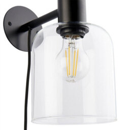First Choice Lighting Set Of 2 Maxton - Black With Clear Glass Plug In Wall Lamps - thumbnail 4