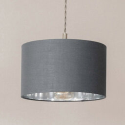 Valuelights Reni Grey & Chrome Drum Shade 3 Drop Bar Chrome Diner Ceiling Light And Bulbs - thumbnail 3