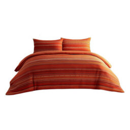 Duvet Cover And Pillowcase Set Stripe Design Polycotton Bed Linen Red - thumbnail 2