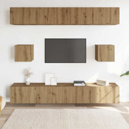 Berkfield 6 Piece Tv Cabinet Set Wall-Mounted Artisan Oak Engineered Wood - thumbnail 3