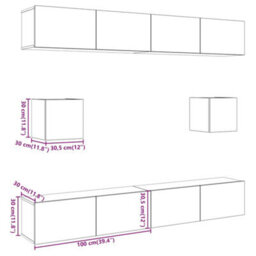 Berkfield 6 Piece Tv Cabinet Set Wall-Mounted Artisan Oak Engineered Wood - thumbnail 9