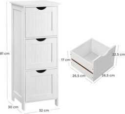 Bathroom Floor Storage Cabinet, Slim Storage Unit 3 Drawers, For Bathroom, Living Room, Bedroom, Kitchen - thumbnail 6