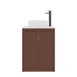 Royal Bathrooms Royal Bathroom Elmore 600mm Terracotta Clay Freestanding Bathroom Vanity Unit 2 Door Plain White Worktop With Round Basin - thumbnail 7