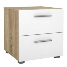 Furniture To Go Pepe 3 Piece Bundle, Bedside, Chest And 2 Door Wardrobe In Oak And White High Gloss - thumbnail 2