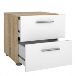Furniture To Go Pepe 3 Piece Bundle, Bedside, Chest And 2 Door Wardrobe In Oak And White High Gloss - thumbnail 3