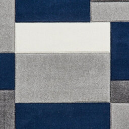 Geometric Grey Navy Modern Easy To Clean Rug For Dining Room-80Cm X 150Cm - thumbnail 3