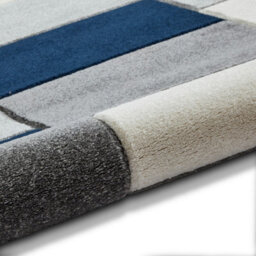 Geometric Grey Navy Modern Easy To Clean Rug For Dining Room-80Cm X 150Cm - thumbnail 7