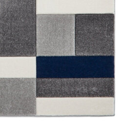 Geometric Grey Navy Modern Easy To Clean Rug For Dining Room-80Cm X 150Cm - thumbnail 5