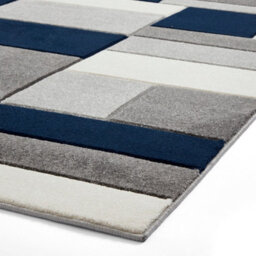 Geometric Grey Navy Modern Easy To Clean Rug For Dining Room-80Cm X 150Cm - thumbnail 6