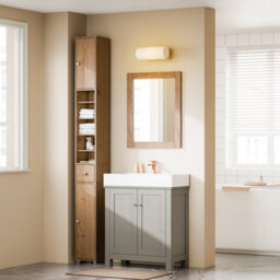 Sobuy Bzr34-Ii-Pf,tall Bathroom Storage Cabinet - Slim Bathroom Unit,compact Bathroom Furniture,natural,w20Xd20Xh180 - thumbnail 5