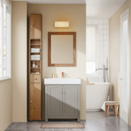 Sobuy Bzr34-Ii-Pf,tall Bathroom Storage Cabinet - Slim Bathroom Unit,compact Bathroom Furniture,natural,w20Xd20Xh180 - thumbnail 4