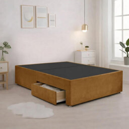 Luxury Mustard Plush Milan Super King Size Bed Frame With Mattress 54 Inches Wingback Headboard 2 Footend Storage Drawers - thumbnail 6