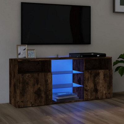 Berkfield Tv Cabinet With Led Lights Smoked Oak 120X30X50 Cm - image 1