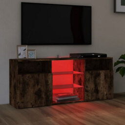 Berkfield Tv Cabinet With Led Lights Smoked Oak 120X30X50 Cm - thumbnail 3