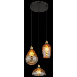 Luminosa Lighting Luminosa Salvy Cluster Pendant Ceiling Light Matt Black Amber Glass Shade 3X E27 - thumbnail 4