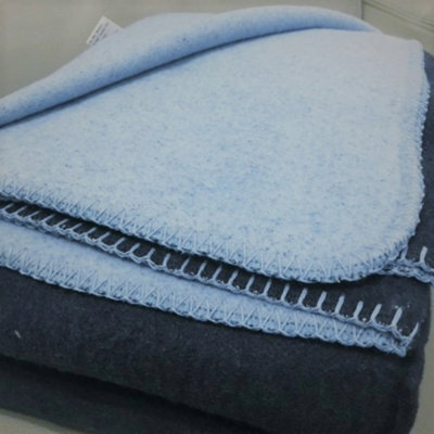 Just So Home Cotton Rich Reversible Blanket (Navy/light Blue King) - image 1