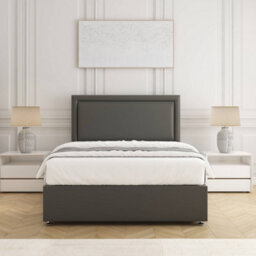 Bsspoke Ella Divan Bed Set In Grey Plush Velvet 24Inch Panel Headboard & 2 Drawers Footend No Mattress In All Sizes - thumbnail 3