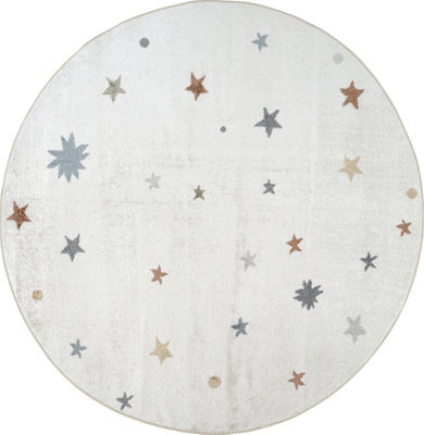 Livabliss Lillian Kids Beige Burnt Orange Light Grey Washable Round Rug 160 X 160 Cm - image 1