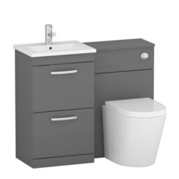 Royal Bathrooms Turin 1000mm Indigo Grey Gloss 2-Drawers Minimalist Basin With Cesar Back To Wall Toilet Pack - thumbnail 4
