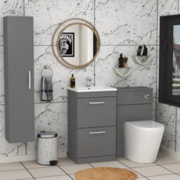 Royal Bathrooms Turin 1000mm Indigo Grey Gloss 2-Drawers Minimalist Basin With Cesar Back To Wall Toilet Pack - thumbnail 3