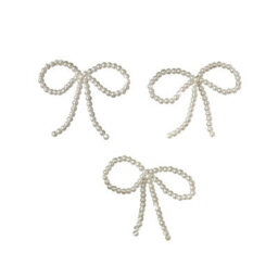 Melody Maison Set Of 3 White Pearl Christmas Bow Bauble Christmas Decorations - thumbnail 4