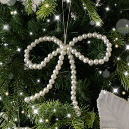 Melody Maison Set Of 3 White Pearl Christmas Bow Bauble Christmas Decorations - thumbnail 3