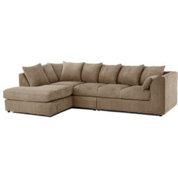 Palmas Jumbo Cord Fabric 5 Seater Left Hand Facing Corner Sofa Coffee - thumbnail 2
