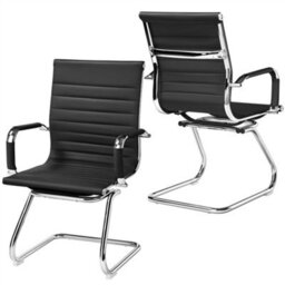 Yaheetech Set Of 2 Modern Office Reception Chair Black - thumbnail 2