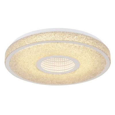 Luminosa Lighting Luminosa Astania Decorative Flush Ceiling Light White Center Tunnel Effect Crystal Sand Led 3000K - image 1