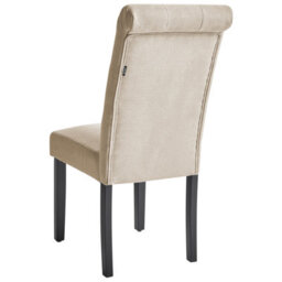 Beliani Sand Beige Fabric Dining Chairs Set Of 2 With Black Pinewood Legs - Modern Upholstered Pair - thumbnail 6
