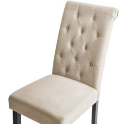 Beliani Sand Beige Fabric Dining Chairs Set Of 2 With Black Pinewood Legs - Modern Upholstered Pair - thumbnail 7