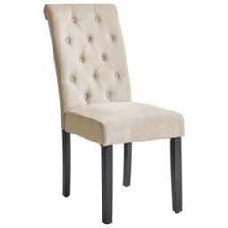 Beliani Sand Beige Fabric Dining Chairs Set Of 2 With Black Pinewood Legs - Modern Upholstered Pair - thumbnail 5